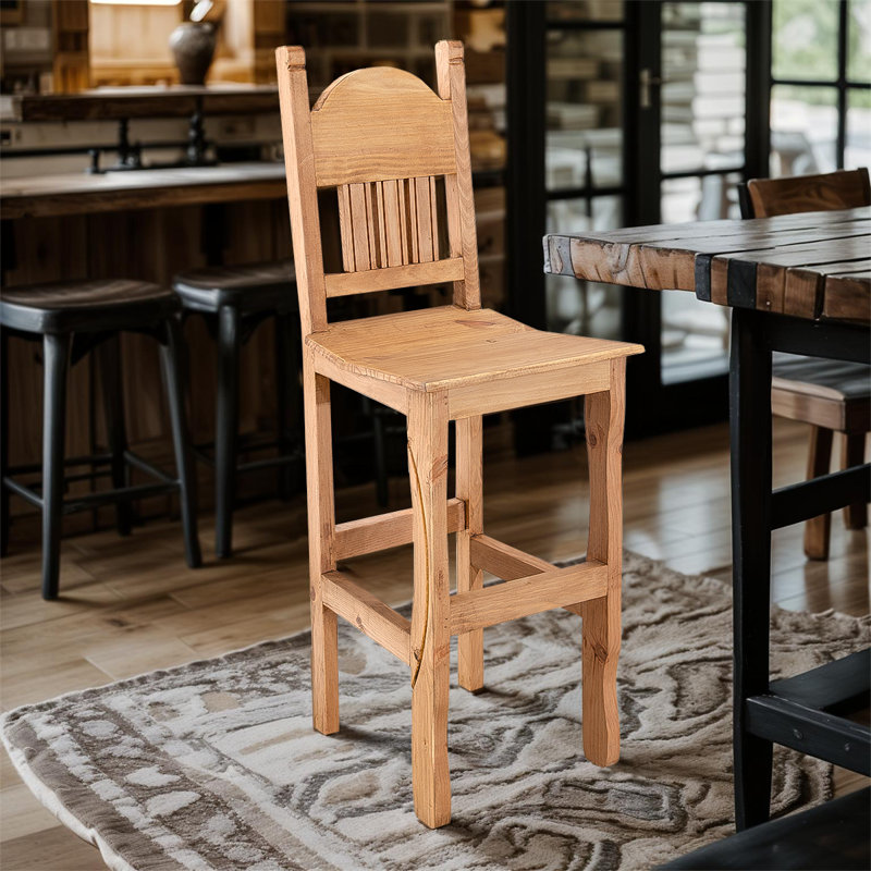 Barstool with Wood Seat, Counter Stool (24” Seat Height), Brown
