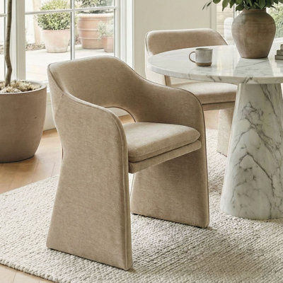 19" Seat Height Upholstered Chenille Dining Armchair