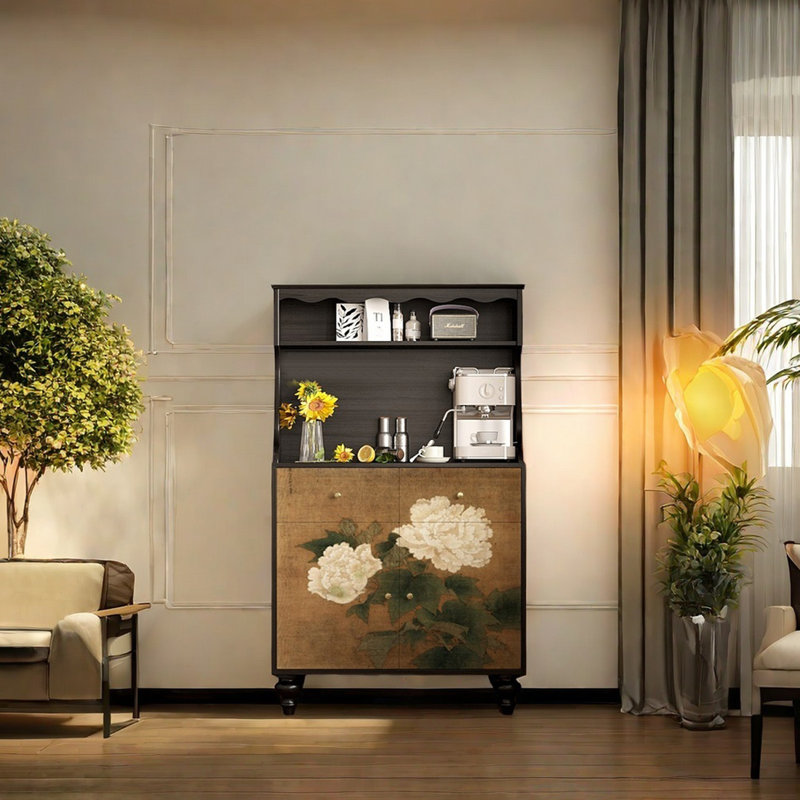 French style peony design multi-function sideboard
