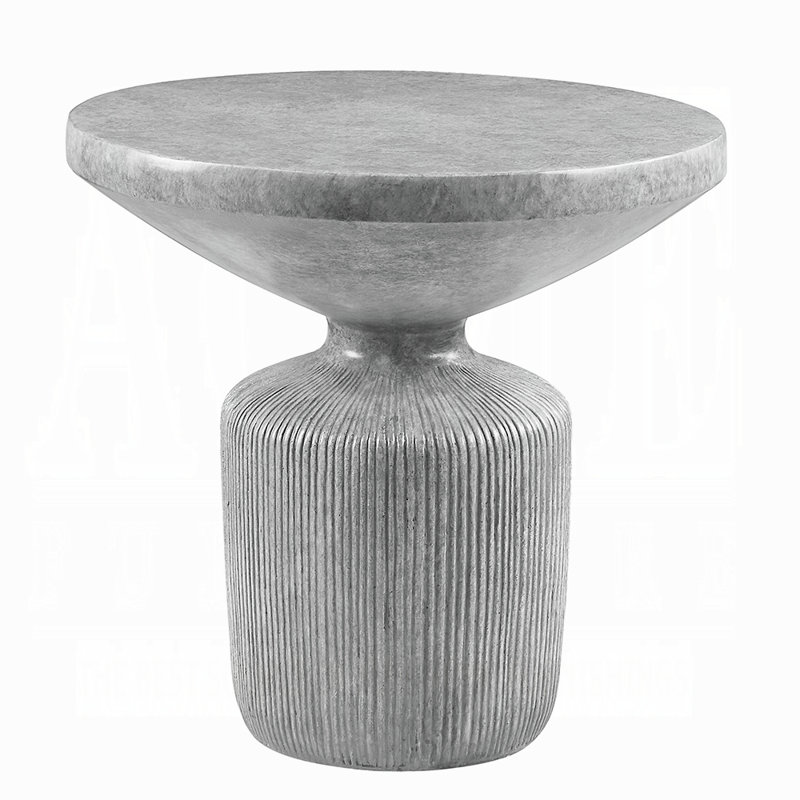 Weathered Grey End Table With Pedestal