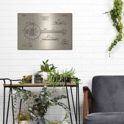 Williston Forge «Banjo Blueprint Brevet Parchment», art mural en métal