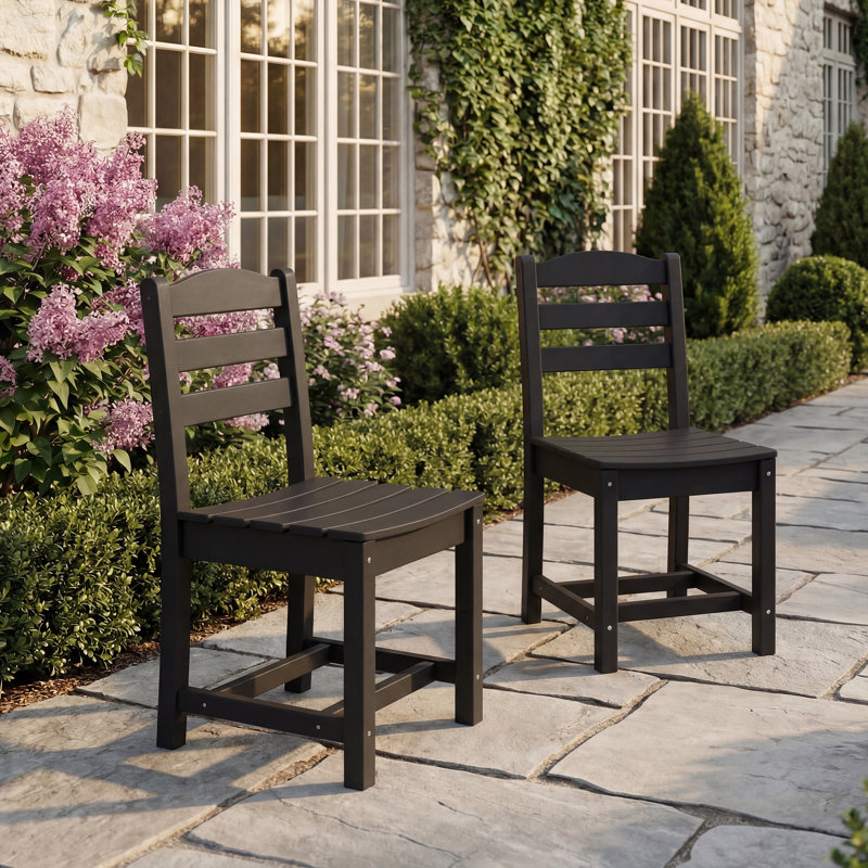 Chaises de salle à manger d'extérieur en PEHD (ensemble de 2), Noir