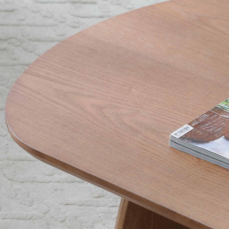 47" Oval Coffee Table, Modern Solid Wood Veneer Centre Table, Walnut