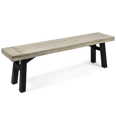 Wood Bench With Grey Finish, And Slat Paneled Design Rustic Of Wood, Weather Classy Panels, 14.14 Inches Deep X 63 Wide by 17 Stories