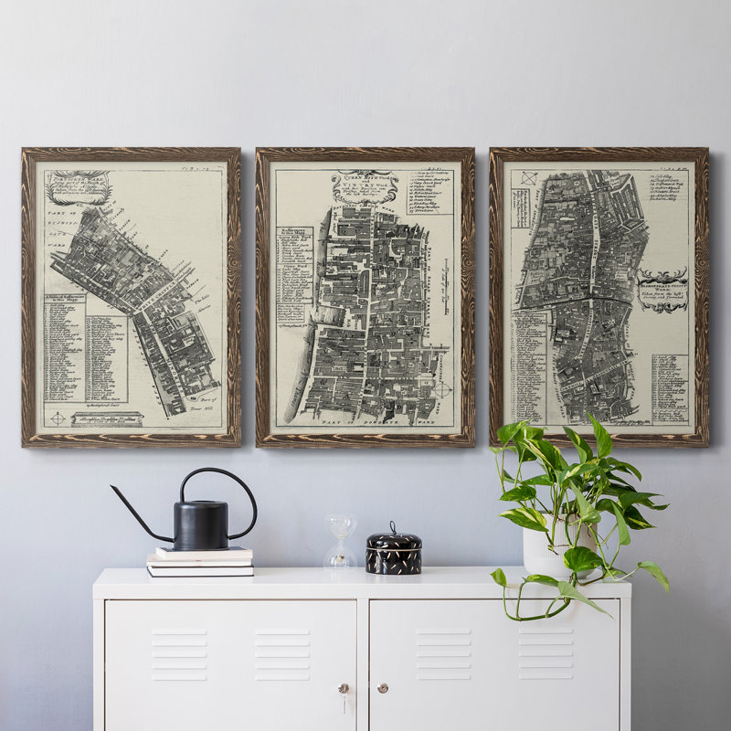 Toile encadrée de qualité supérieure Quays Of London III - prête à être accrochée, H 37,5 po x l 82,5 po x P 1,5 po, Noyer