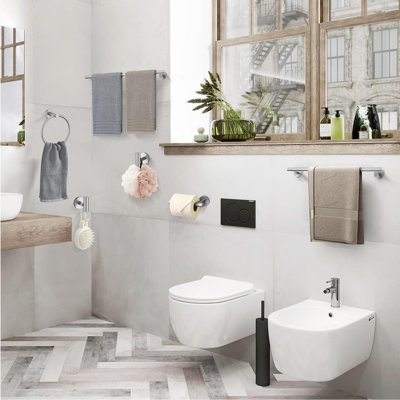 Ensemble de 6 pièces de quincaillerie de salle de bain moderne avec porte-serviettes à crochet et porte-serviette mural 
