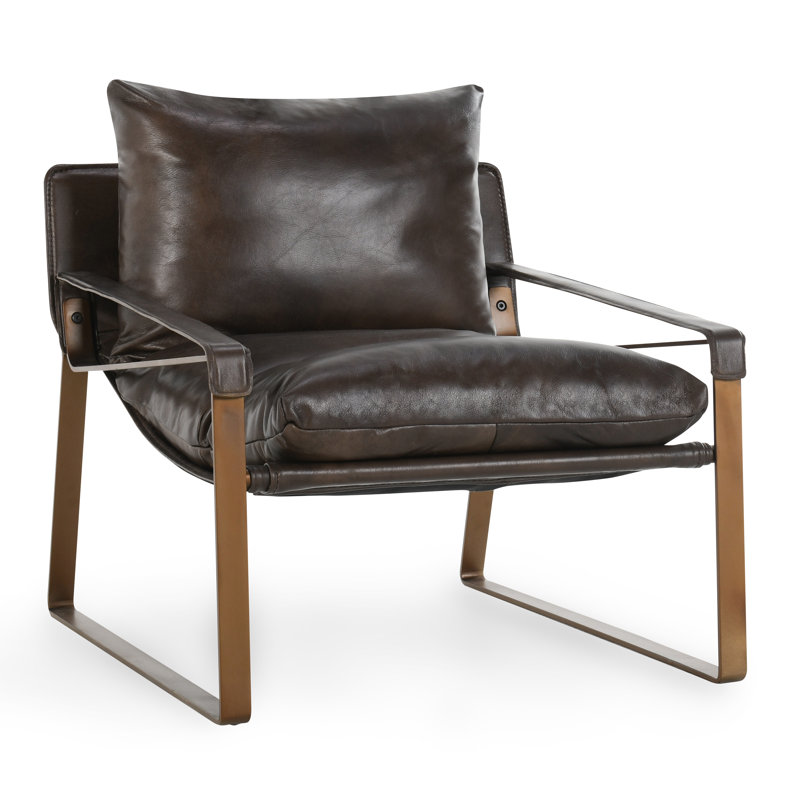 Morgan Accent Chair, Brown Genuine Leather