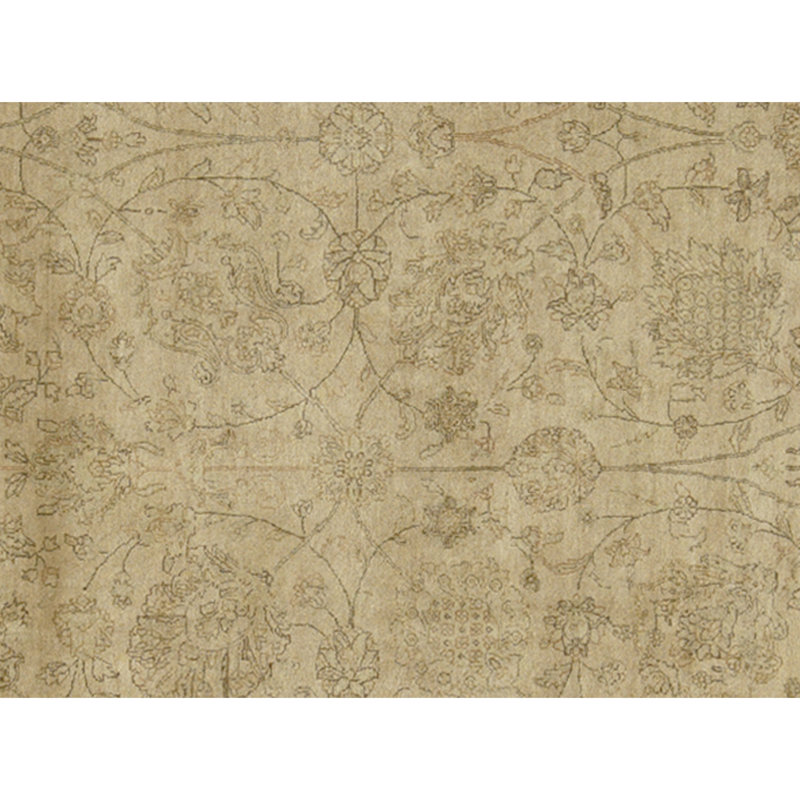 Hand Knotted Wool Area Rug in Gold