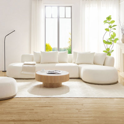 134.63'' Oversized L-Shape Sectional Sofa Couch With Facing Chaise Right  Beige Sofa With Deep Seat For Living Room