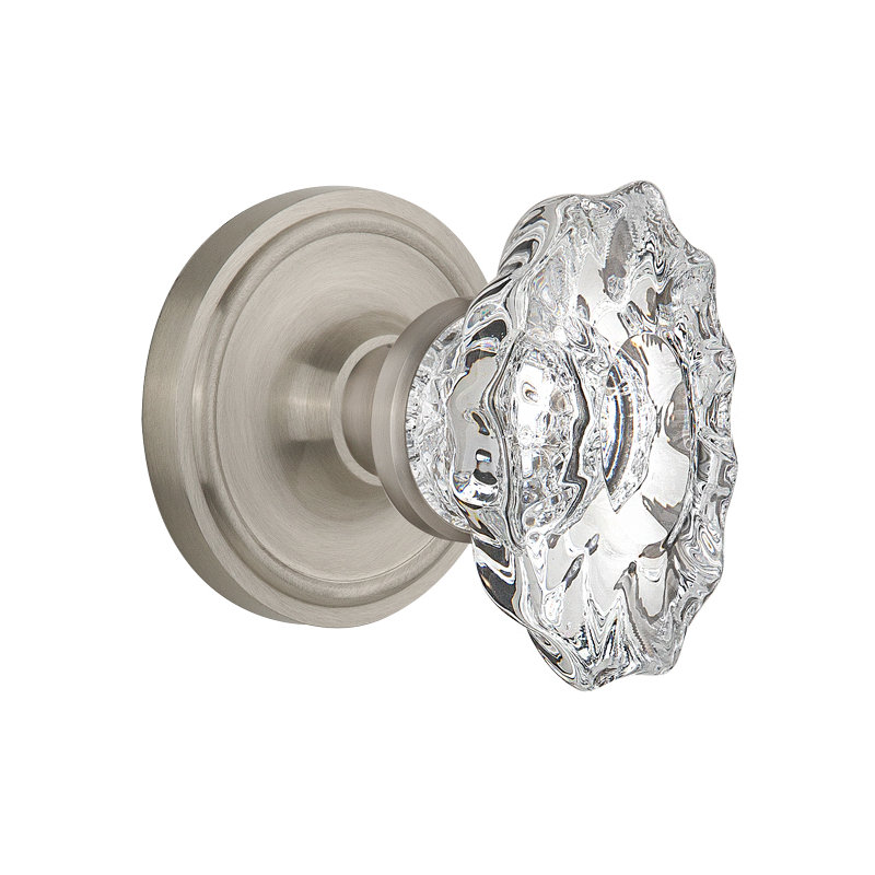 Classic Rosette with Chateau Door Knob, Satin Nickel, 2.375"