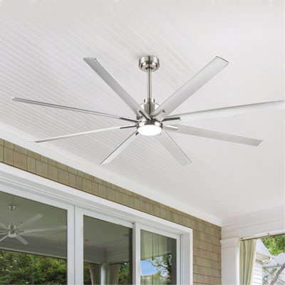 Ventilateur de plafond intelligent 72 po avec pales argentées au fini nickel brossé Smart