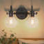  Luminaire de salle de bain à 2 lumières à intensité variable noir mat Kinman certifié ETL-1984673872