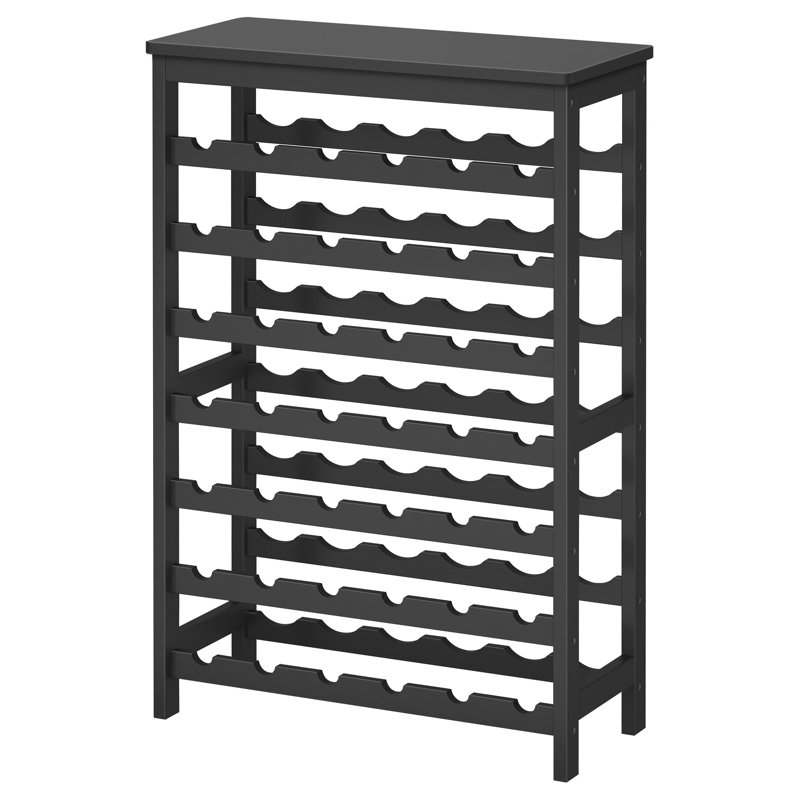 Support pour 42 bouteilles de vin, plancher autoportant à 7 niveaux, tablettes de rangement pour bouteilles de vin avec plateau de table, porte-bouteilles en bambou sans oscillation pour le bar de la cuisine, la salle à manger et le salon
