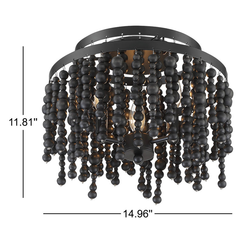 Marli Wood Semi Flush Mount, Black