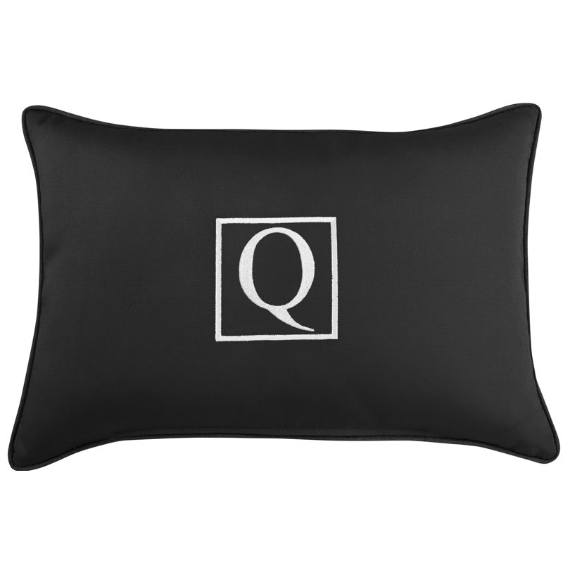 Kerrell Embroidered Sunbrella® Outdoor Throw Pillow, Black, Q