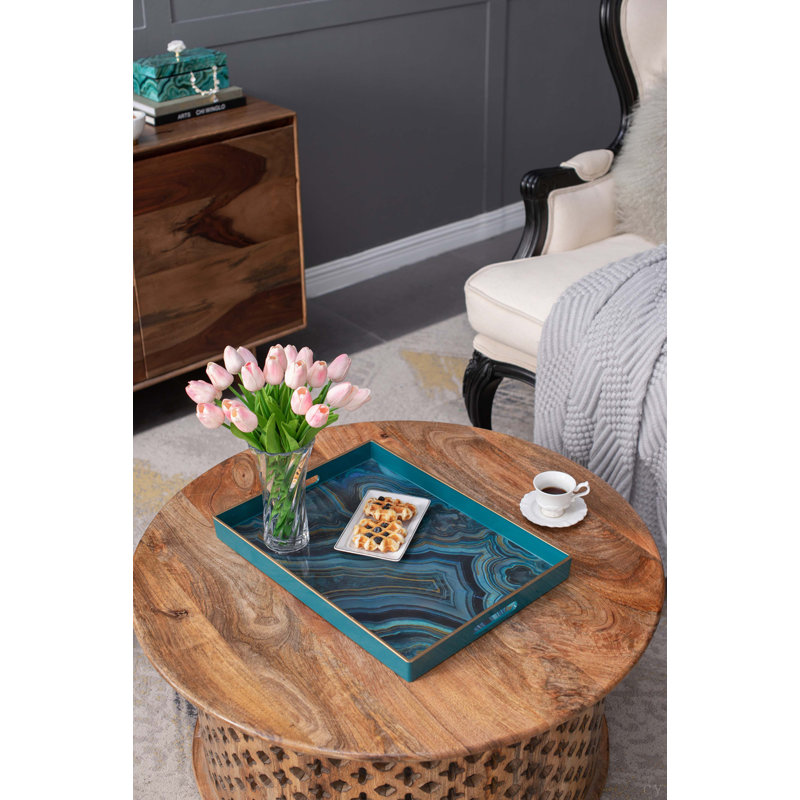 S/2 Effra Rectangular Trays,Blue Marbled