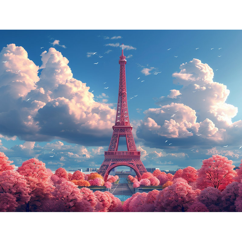 Eiffel Tower Landmark Polyester Room Darkening Curtain Pair, 20" W x 84" L