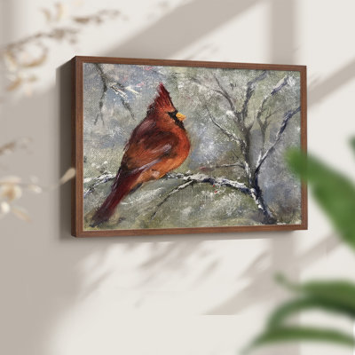 Cardinal dans la neige II - reproduction encadrée