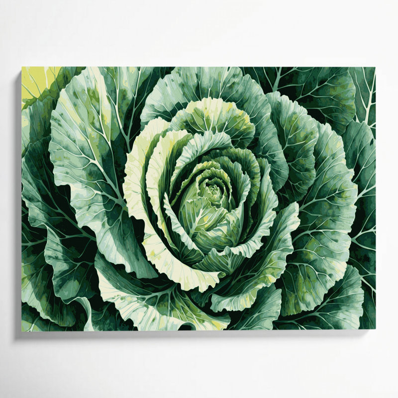 Légumes, chou vert, art mural sur toile, H 8 po x l 10 po