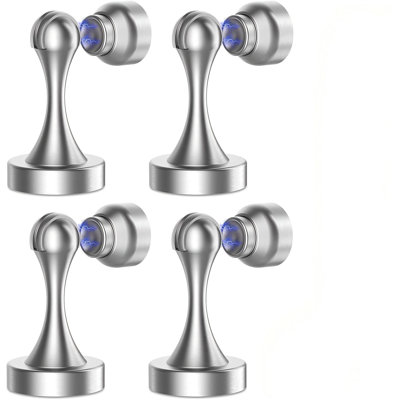 Butoir de porte magnétique en acier inoxydable, robuste, pour différents types de portes, argenté - 4 pièces