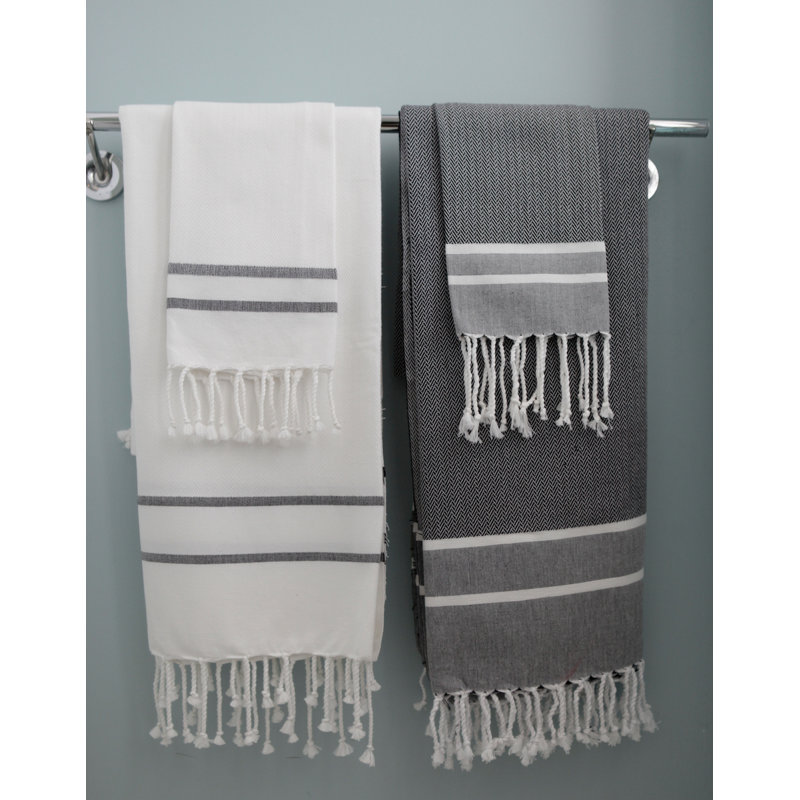 Ensemble de serviettes 2 pièces à rayures chevrons Fouta