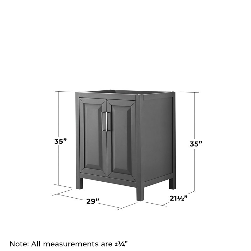 Base de meuble-lavabo simple pour salle de bain 29" avec miroir seulement Daria, Gris foncé / chrome poli
