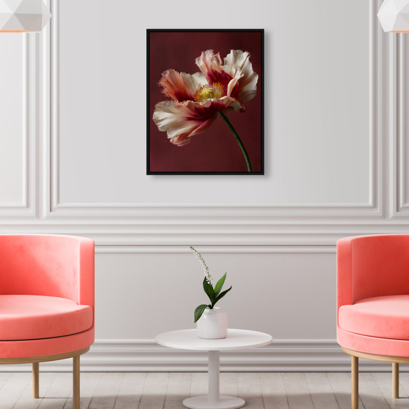 Merlot Blush Blossom I Print by Oliver Gal, 17"H x 21"W, Black Floater Frame
