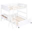 Lit double superposé au-dessus avec bureau en bois massif blanc et combinaison, offre un espace de travail pratique pour la construction de la chambre à coucher, maximise la fonctionnalité-164597860-164597867