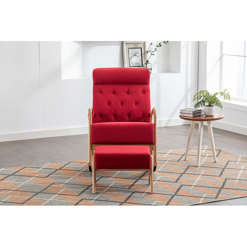 Chaise berçante Solid + PlyWood, Tissu de polyester rouge