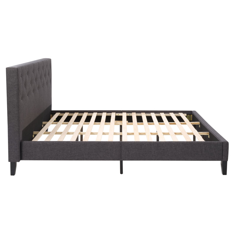 Achilles Upholstered Platform Bed, Dark Gray, Queen