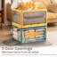 Boîte de rangement pliable, 5 ouvertures latérales empilables avec couvercle, roues, loquets de sécurité, poignées-12971097-12971101