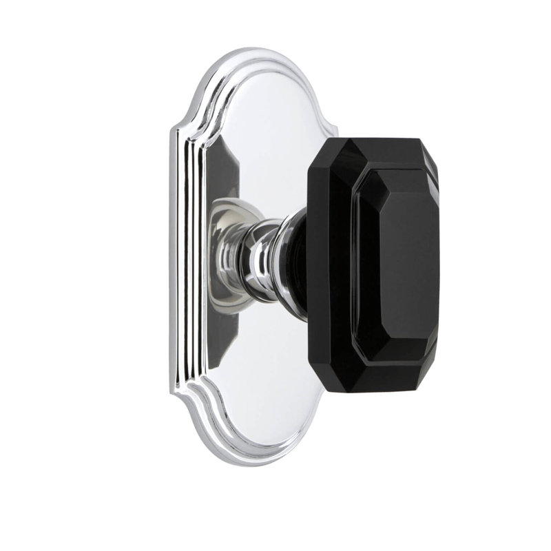 Assiette courte Grandeur Arc avec poignée en cristal noir Baguette, Chrome brillant