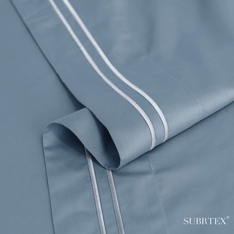 Cotton Blend Sheet Set, Blue, Full Sheet Set + Fitted Sheet + 2 Pillowcases