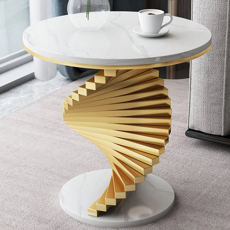 Anaum Abstract End Table Side Table, White