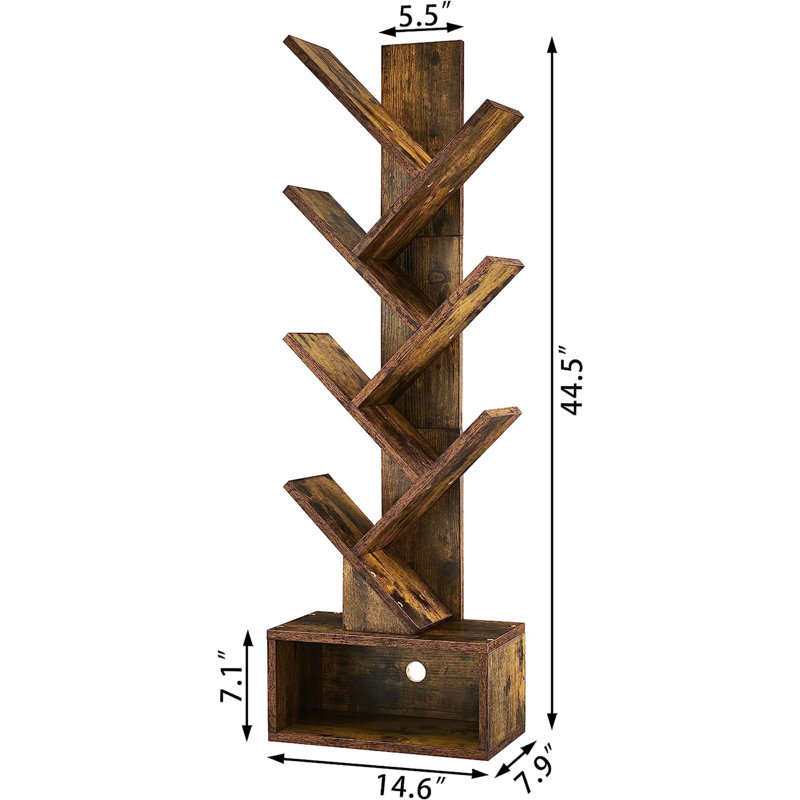 Geometric Storage Bookcase, Brown