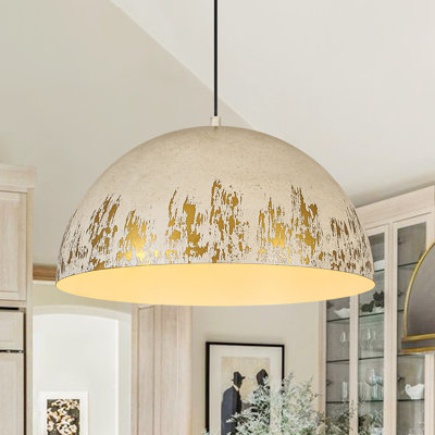 1 - Light Industrial Arts And Crafts Handmade Paint Single Dome Pendant