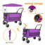 Chariot pliant multifonctionnel à poussoir avec poignée rotative et auvent, pneus de plage de 9 po x 4 po pour le camping et la plage, capacité de charge de 480 lb, grande capacité de 300 L pour le transport, l'épicerie et l'utilisation à l'extérieur