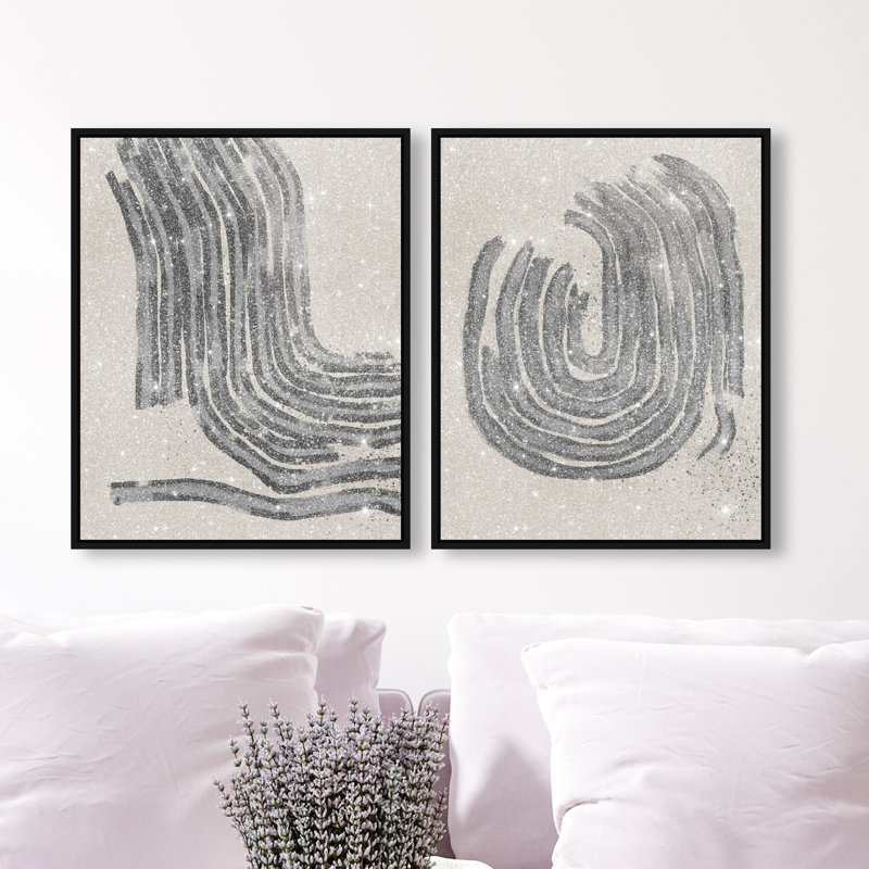 Two Spaces Set Canvas Abstract Print by Oliver Gal, Black Frame, 16 x 20, 17"H x 21"W, Black Floater Frame