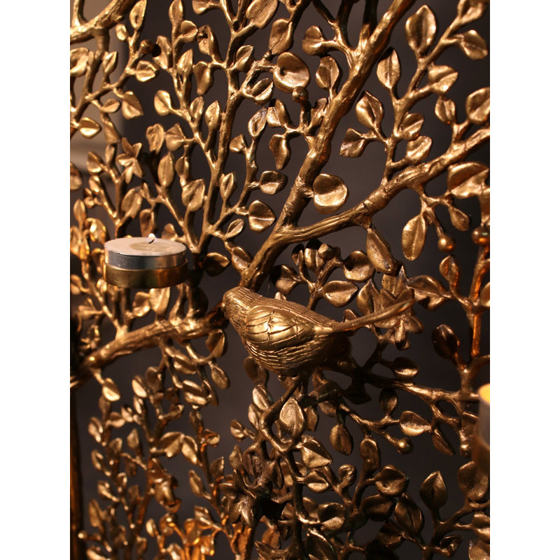 Décoration murale arbre en laiton avec bougeoir