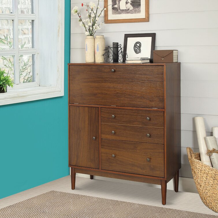 Aadvik 4 - Shelf Storage Cabinet Archie & Oscar Finish: Brown