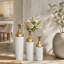 Ensemble de 3 vases décoratifs en métal, motif de feuilles, grands vases cylindriques artisanaux pour salon ou entrée