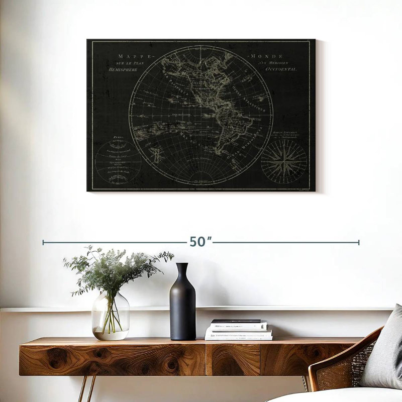 Aliaz Mappemonde Gravure III, H 24 po x l 36 po