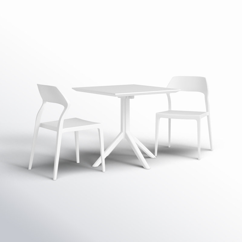 Farrah 2 - Person Patio Dining Set with Square Table, White