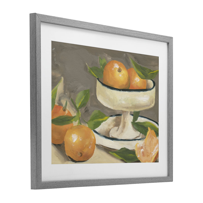 «Citrus In Stillness», reproduction sous verre encadrée, design par Melissa Wang, H 13 po x l 16 po, Cadre de ferme gris
