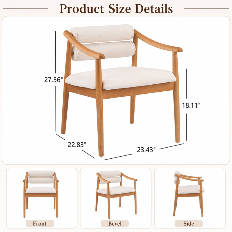 Ensemble de chaises de salle à manger en bois massif avec siège rembourré - Design moderne - Paire de deux chaises confortables et durables