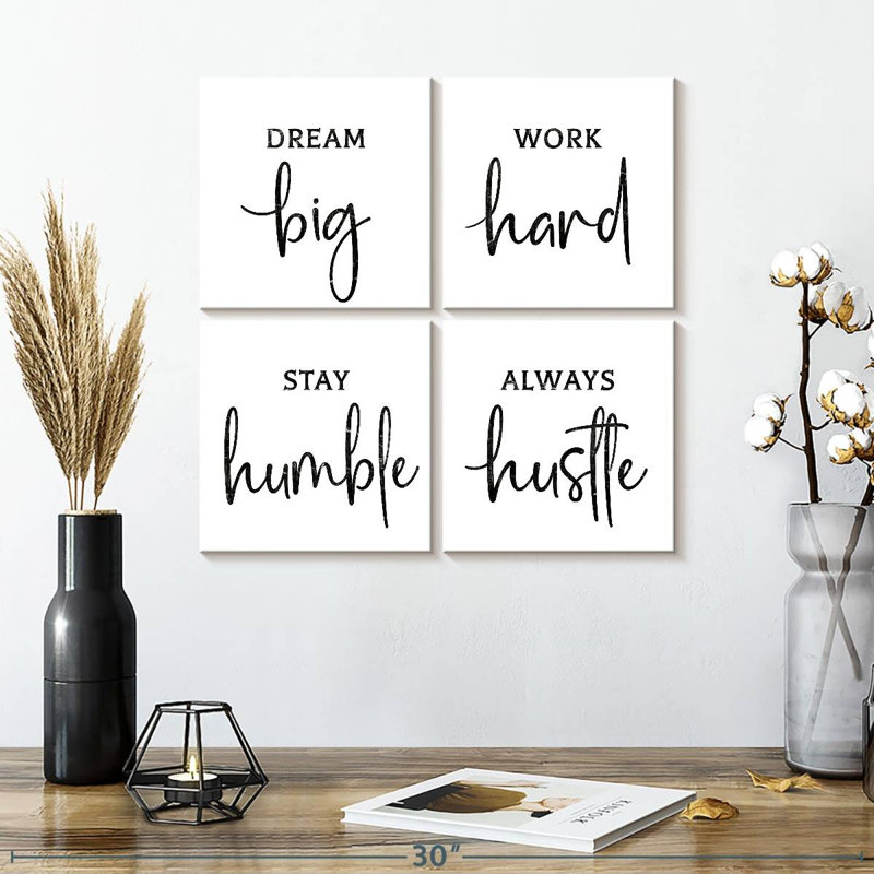 «Dream Big Work Hard Hard Citation», reproduction sur toile, H 18 po x l 18 po