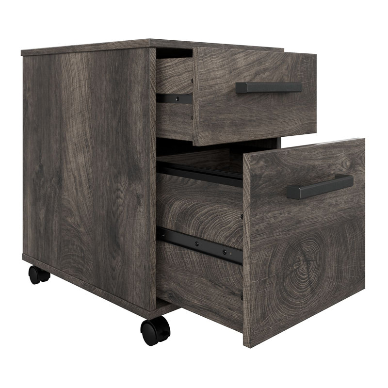 Bureau 60 "avec piédestal mobile, Hickory gris foncé / noir, H 30 po x l 60 po x P 24 po