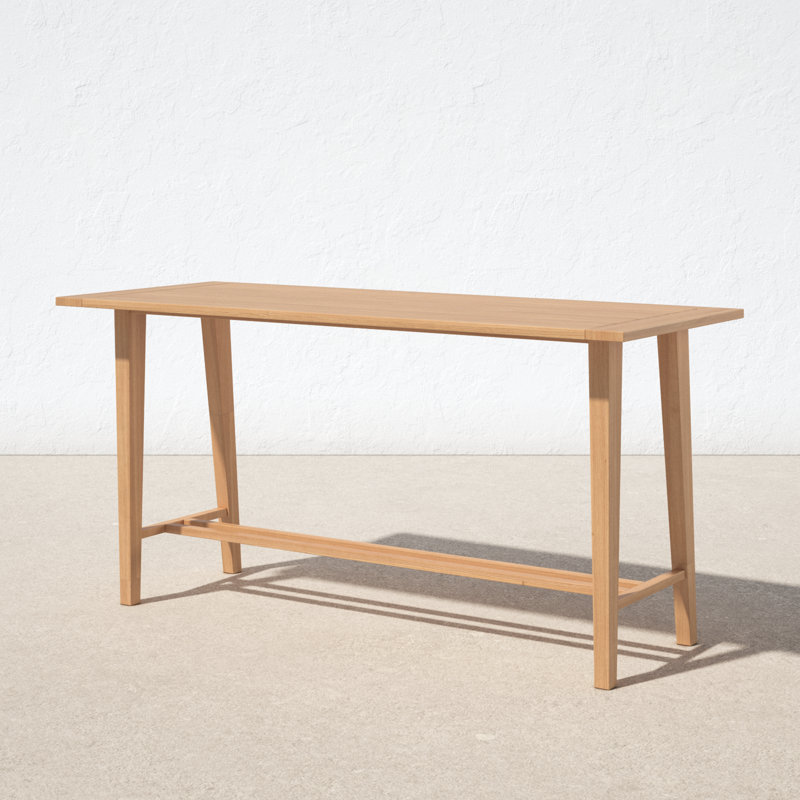 Knightly 85'' Natural Teak Outdoor Bar Table with Umbrella Hole