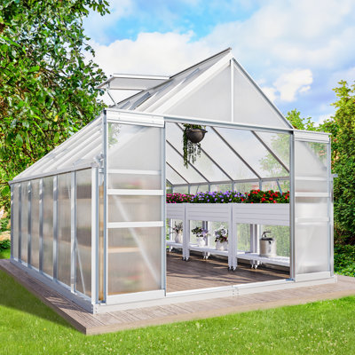  Serre en polycarbonate à double paroi 10 pi x 12 pi avec cadre en aluminium 