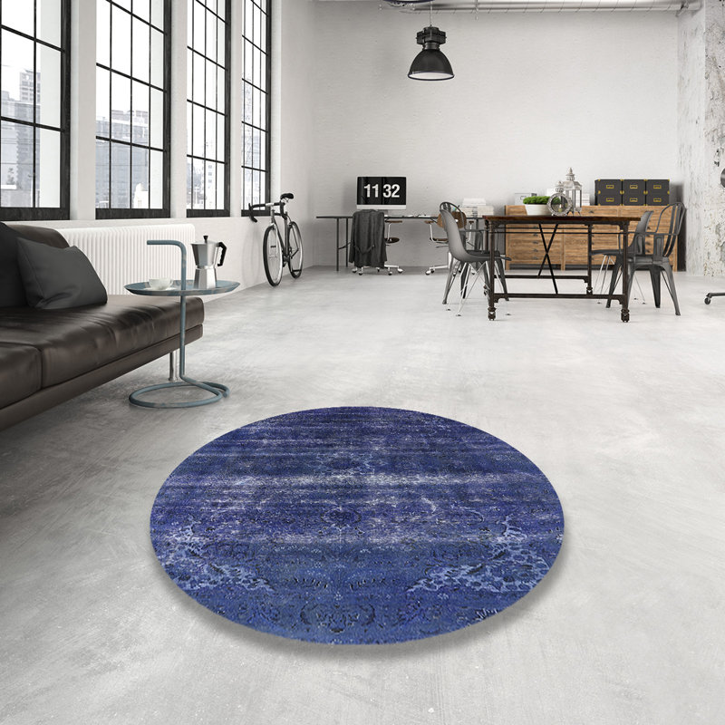 Tapis oriental bleu, Rond 6 pi